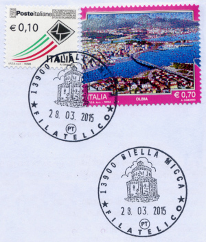 Annullo filatelico speciale su francobollo Olbia, I.P.Z.S., Roma 2014