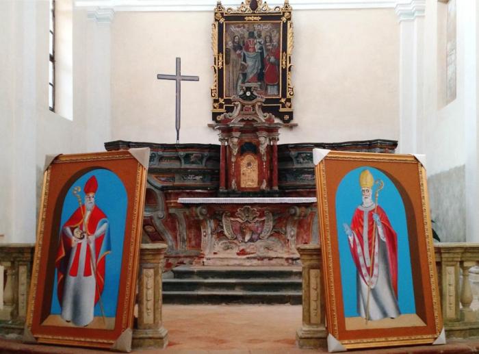 San Grato d'Aosta e Sant'Eusebio da Cagliari dipinti da Ilio Burruni