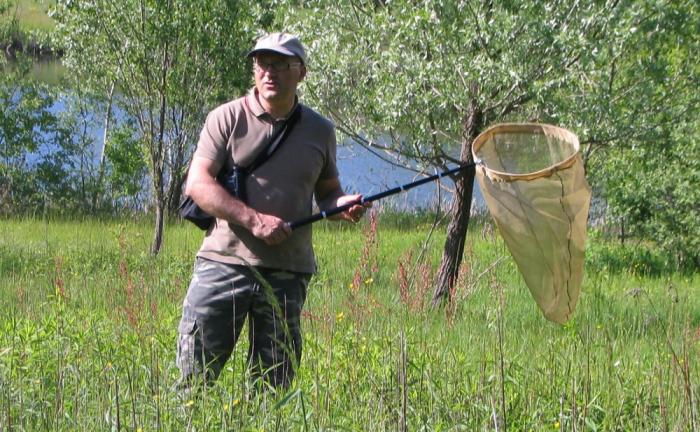 Lucio Bordignon nei terreni ripristinati di Curino