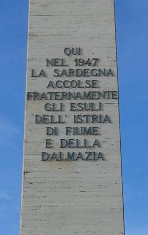 Alghero Fertilia, stele dedicata agli esuli dell'Istria, di Fiume e della Dalmazia