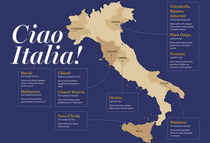 cartina d'Italia senza la Sardegna secondo la Corporazione canadese LCBO